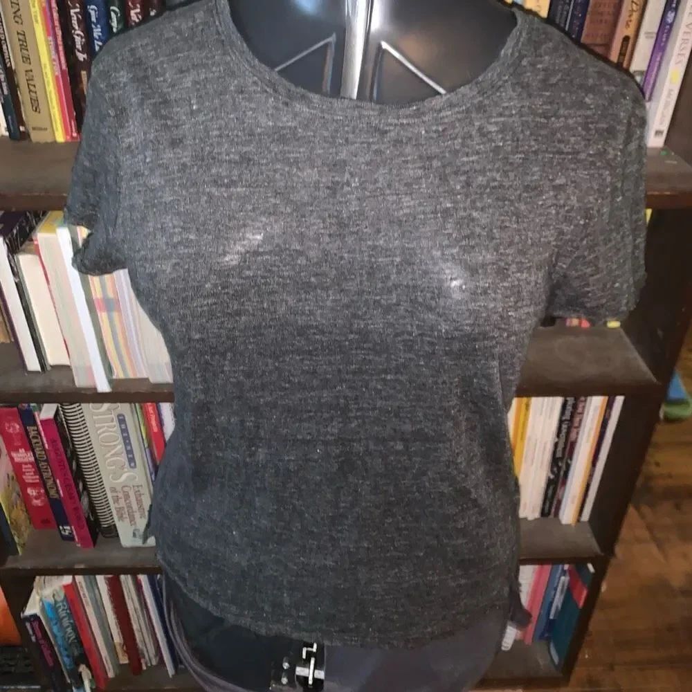 Frame heathered gray linen scoop neck M Easy true tee